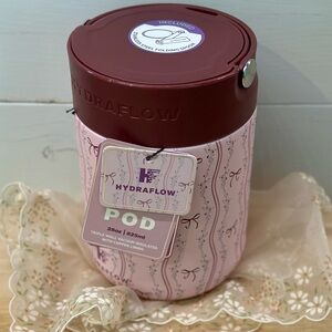 Hydraflow Pod Insulated Food Jar w/ Spoon 28 oz Stainless Steel Floral Bows New